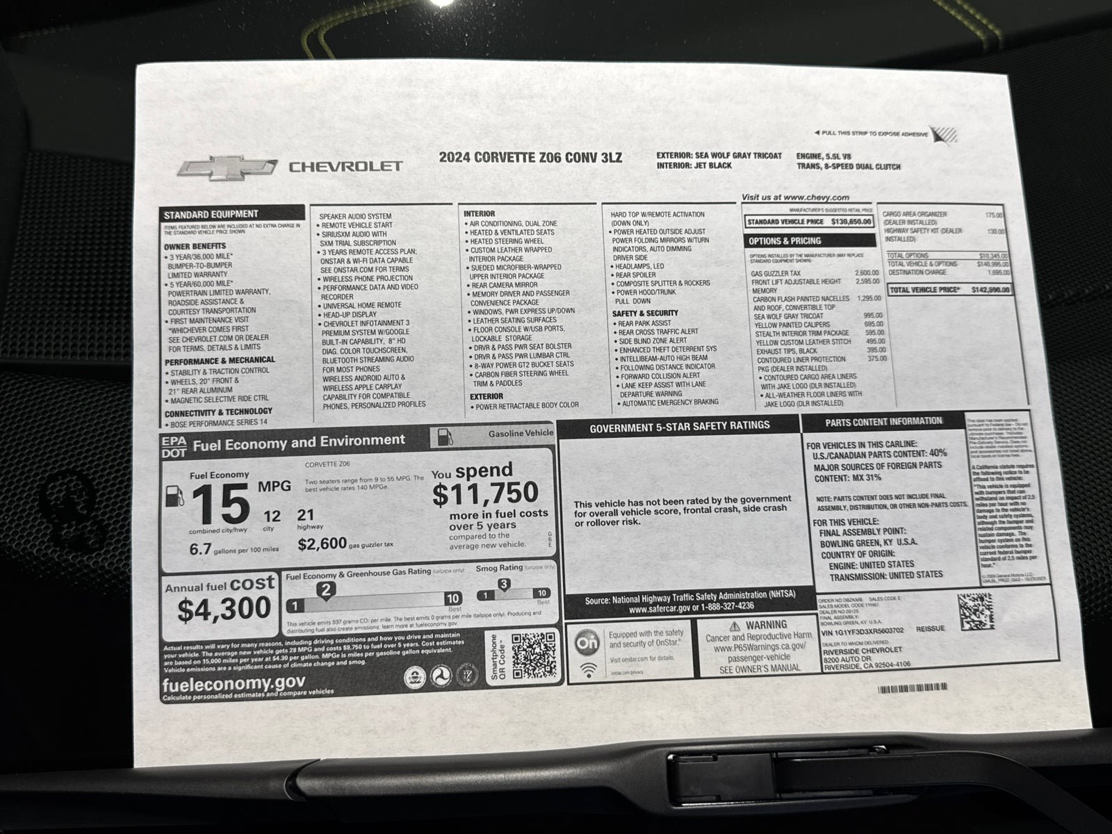 2024 Chevrolet Corvette Z06 3LZ